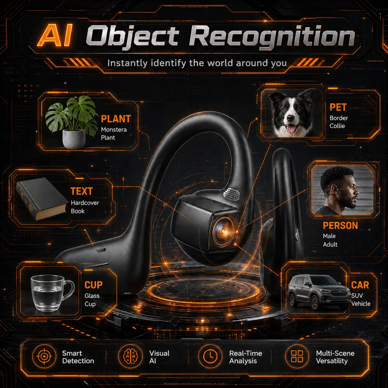 ASUS Adol OWS-G206 On-Ear Wireless Bluetooth Headset - Audio Device with 8MP EIS Stabilized Camera, First-Person Perspective, Waterproof Headphones