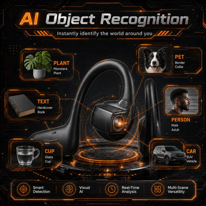ASUS Adol OWS-G206 On-Ear Wireless Bluetooth Headset - Audio Device with 8MP EIS Stabilized Camera, First-Person Perspective, Waterproof Headphones