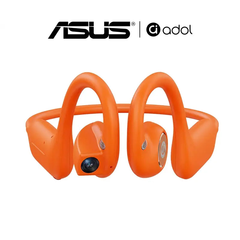 ASUS Adol OWS-G206 On-Ear Wireless Bluetooth Headset - Audio Device with 8MP EIS Stabilized Camera, First-Person Perspective, Waterproof Headphones