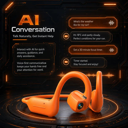 ASUS Adol OWS-G206 On-Ear Wireless Bluetooth Headset - Audio Device with 8MP EIS Stabilized Camera, First-Person Perspective, Waterproof Headphones