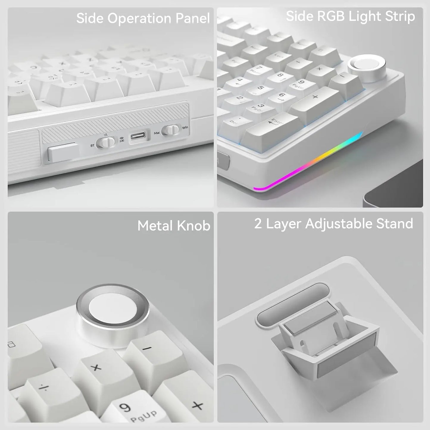SOLAKAKA KI99 Pro Quiet Illuminated Mechanical Gaming Keyboard - 96% Hot Swappable Gasket Design, Silent Switches, Quick Wireless Connection, Creamy PBT Color-Changing Keycaps, Customizable White Grey PC Accessory, RGB Lights, Long-Lasting Batteries