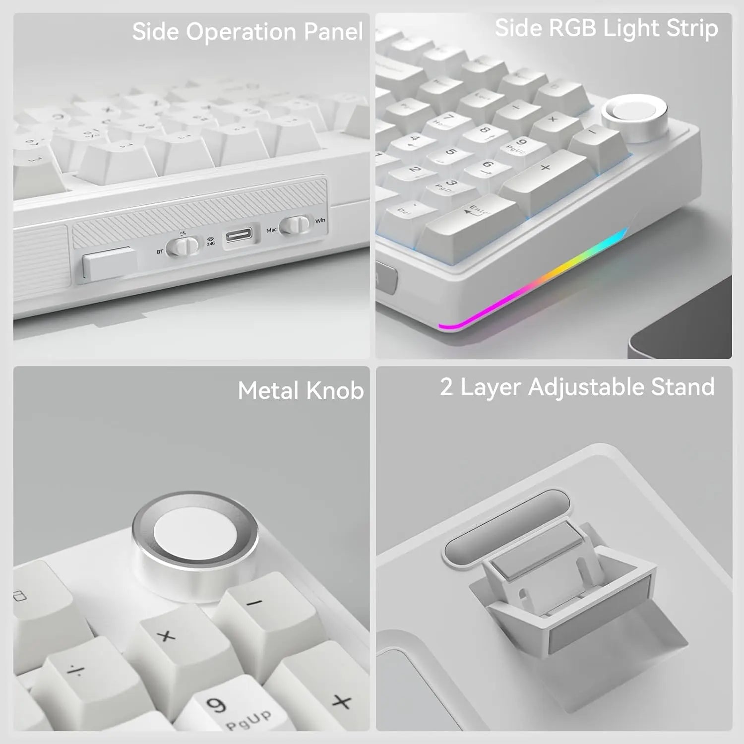 SOLAKAKA KI99 Pro Quiet Illuminated Mechanical Gaming Keyboard - 96% Hot Swappable Gasket Design, Silent Switches, Quick Wireless Connection, Creamy PBT Color-Changing Keycaps, Customizable White Grey PC Accessory, RGB Lights, Long-Lasting Batteries