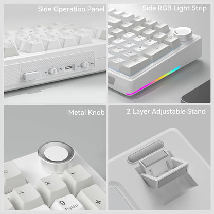 SOLAKAKA KI99 Pro Quiet Illuminated Mechanical Gaming Keyboard - 96% Hot Swappable Gasket Design, Silent Switches, Quick Wireless Connection, Creamy PBT Color-Changing Keycaps, Customizable White Grey PC Accessory, RGB Lights, Long-Lasting Batteries