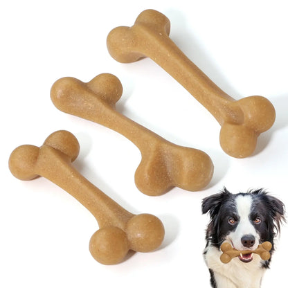 3 Pack Dog Chew Toys for Aggressive Chewers, Tough Nylon Dog Toys for Strong Chewers, Durable Chew Bones Made with Natural Tapioca Starch, Teeth Cleaning Dental Toys, Interactive Puppy Toys for Boredom Relief