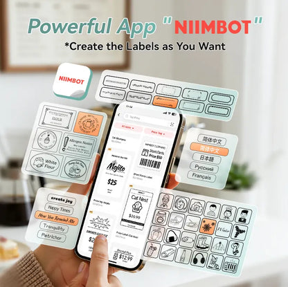 NIIMBOT B2 Label Maker Machine with Tape, Portable Bluetooth 2Inch Label Printer with Multiple Templates, Thermal Labeler for Home Kitchen Office Coffee Shop Bakery Organization,Back to School,Back to School Haul